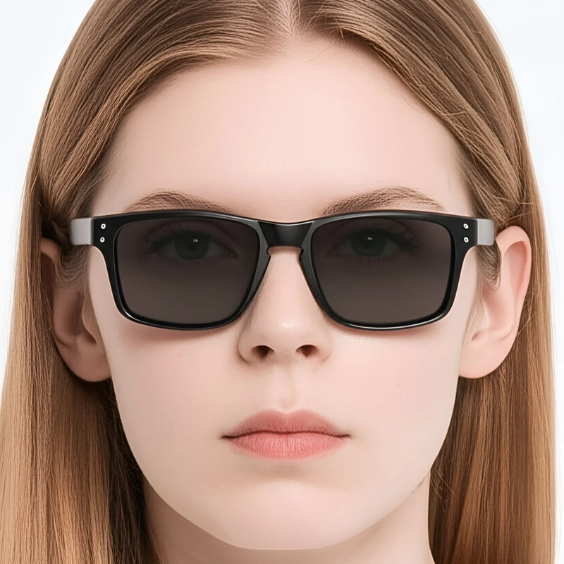 Rectangular Black Plastic Polarized Sunglasses #BS0205-0022