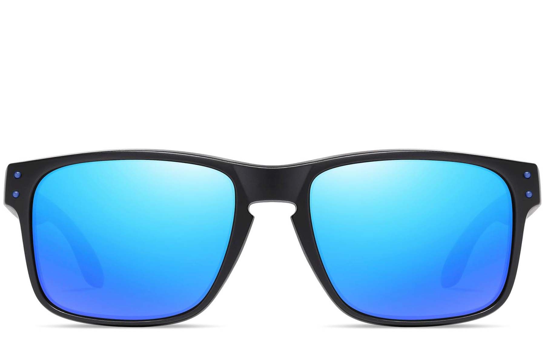 Rechteckige schwarze Kunststoff-Sonnenbrille #BS0205-0023