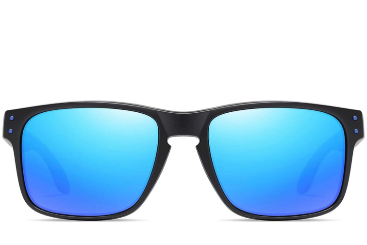 Rectangular Blue Plastic Polarized Sunglasses #BS0205-0023