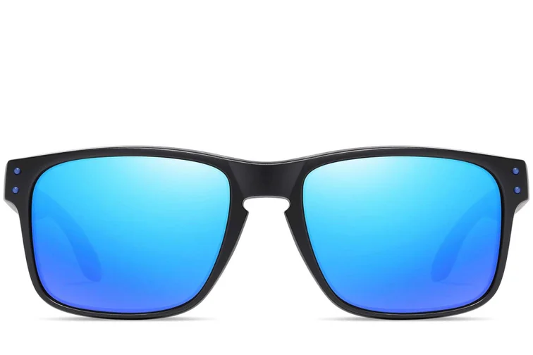 Rectangular blue plastic polarized sunglasses #BS0205-0023