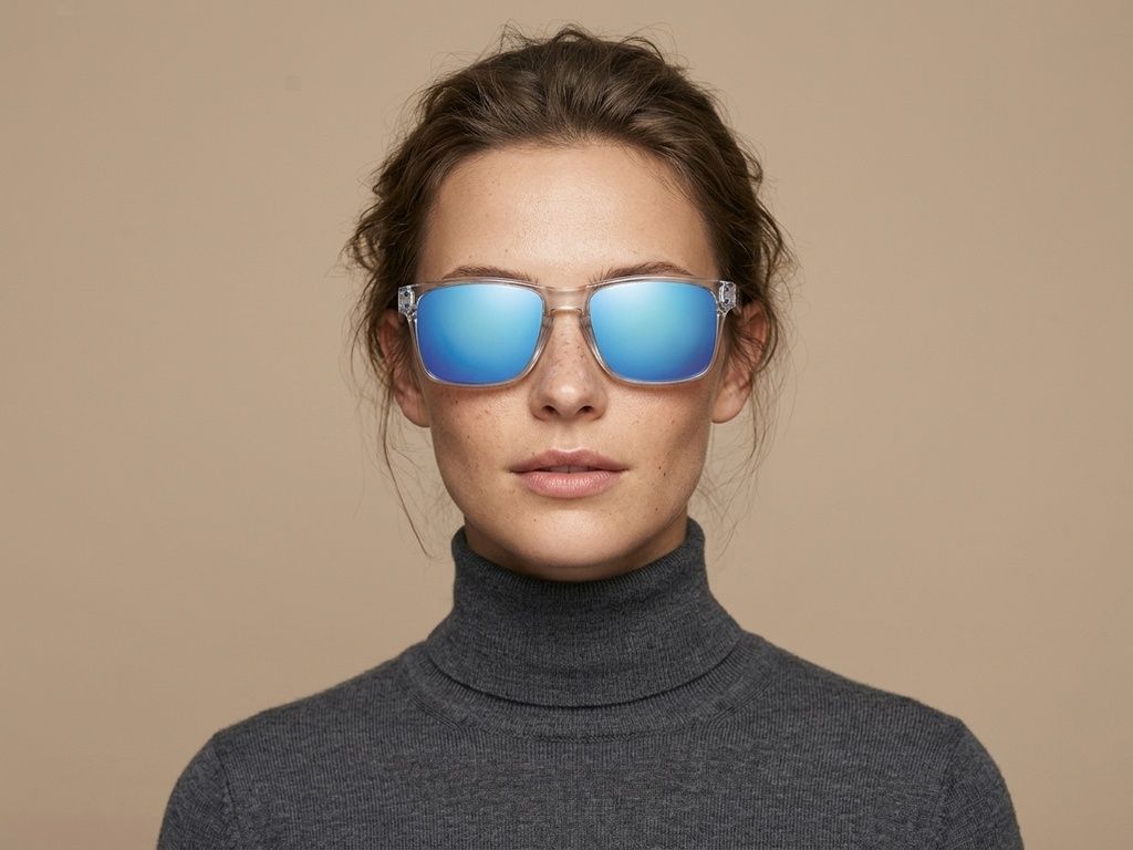Rectangular Clear Plastic Polarized Sunglasses #BS0205-0024