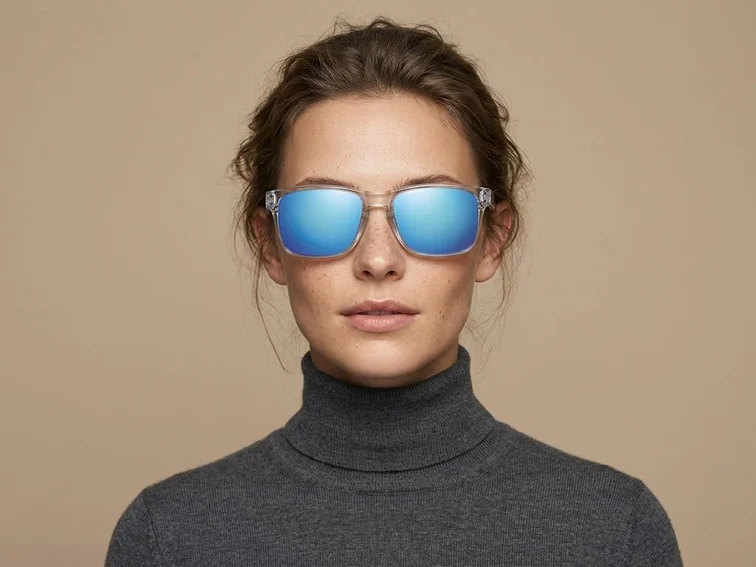 Rectangular Clear Plastic Polarized Sunglasses #BS0205-0024