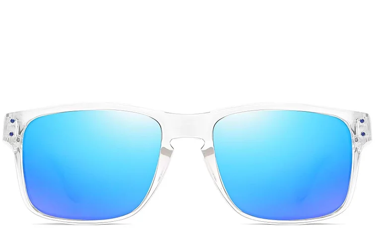 Rechteckige, transparente, polarisierte Sonnenbrille aus Kunststoff #BS0205-0024