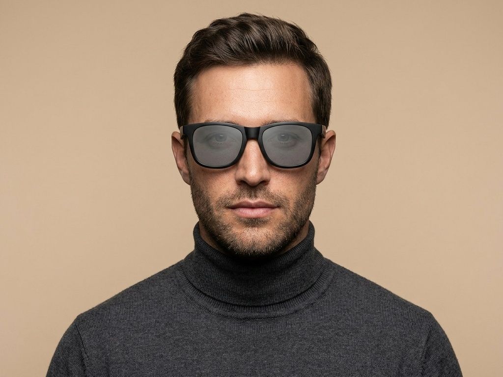 Rectangular black plastic polarized sunglasses #BS0205-0025