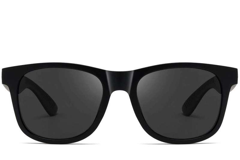 Rectangular Black Plastic Polarized Sunglasses #BS0205-0025