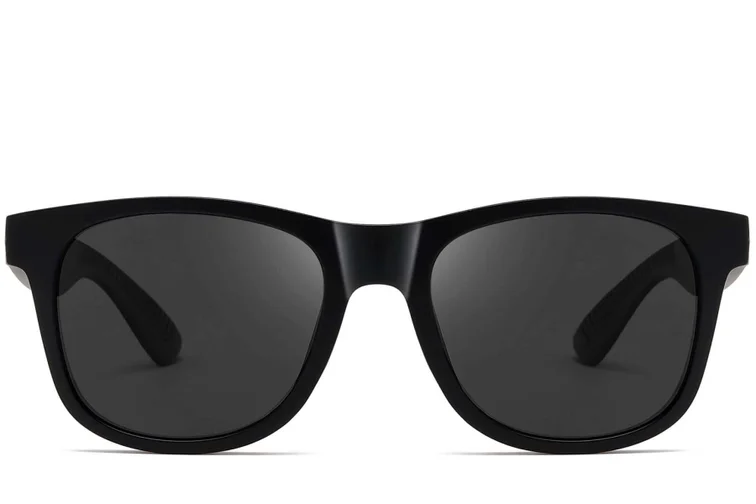 Rectangular black plastic polarized sunglasses #BS0205-0025