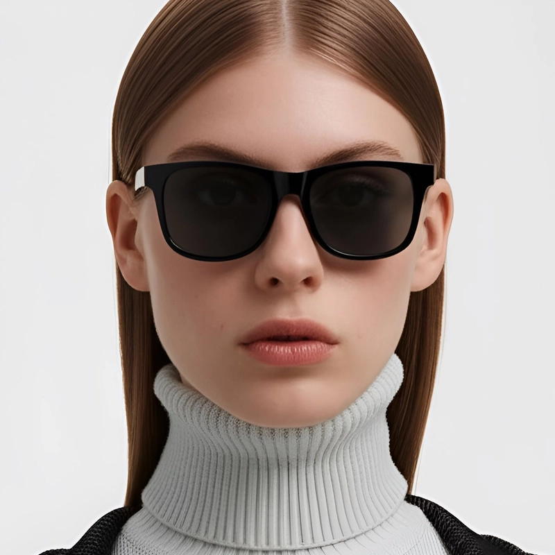 Rectangular Black Plastic Polarized Sunglasses #BS0205-0025