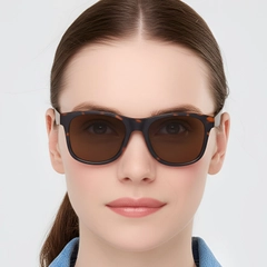 Rectangular Tortoiseshell Plastic Polarized Sunglasses #BS0205-0026