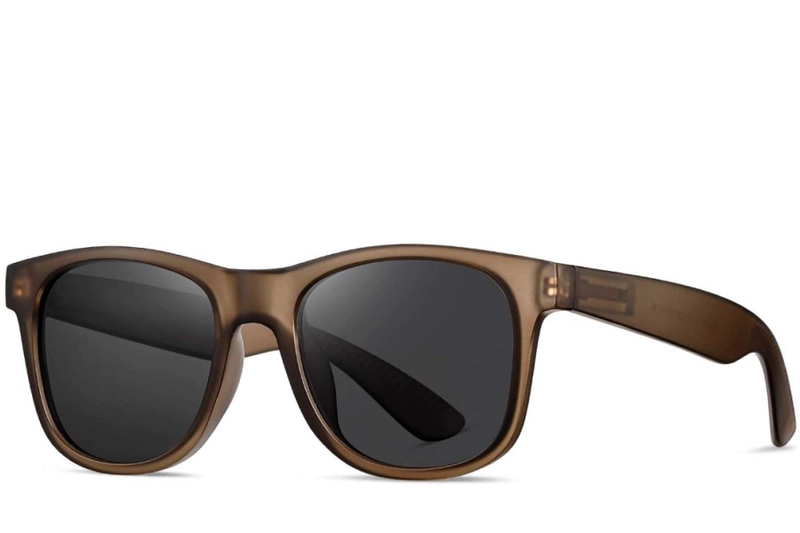 Rectangular Brown Plastic Polarized Sunglasses #BS0205-0027