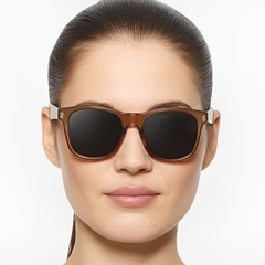 Rectangular Brown Plastic Polarized Sunglasses #BS0205-0027