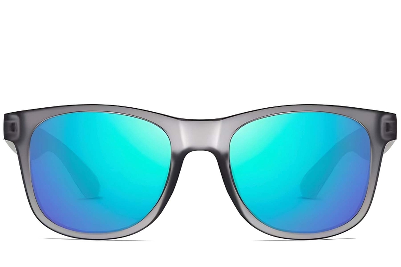 Rectangular gray plastic polarized sunglasses #BS0205-0028