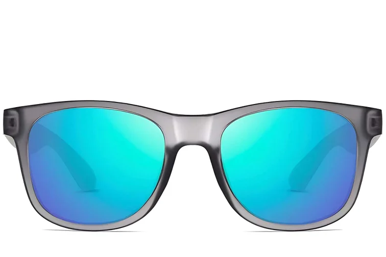 Rectangular gray plastic polarized sunglasses #BS0205-0028
