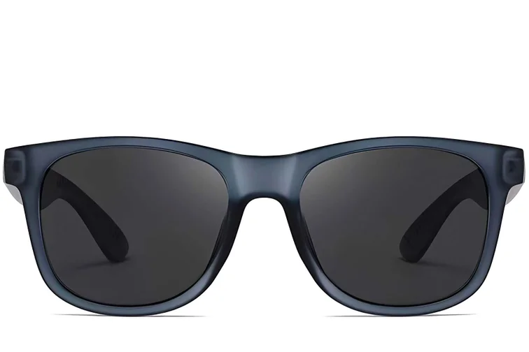 Gafas de sol polarizadas rectangulares de plástico azul #BS0205-0029