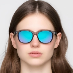 Rectangular Blue Plastic Polarized Sunglasses #BS0205-0029