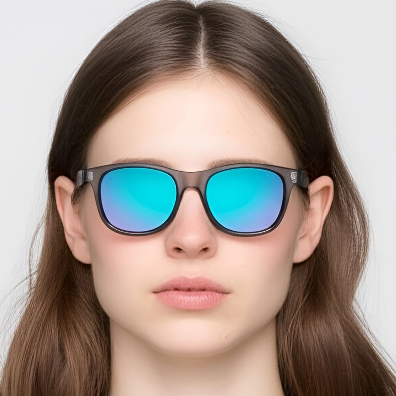 Rectangular Blue Plastic Polarized Sunglasses #BS0205-0029