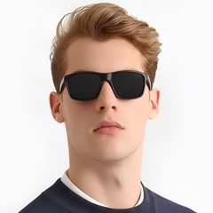 Rectangular Black Plastic Polarized Sunglasses #BS0205-0030