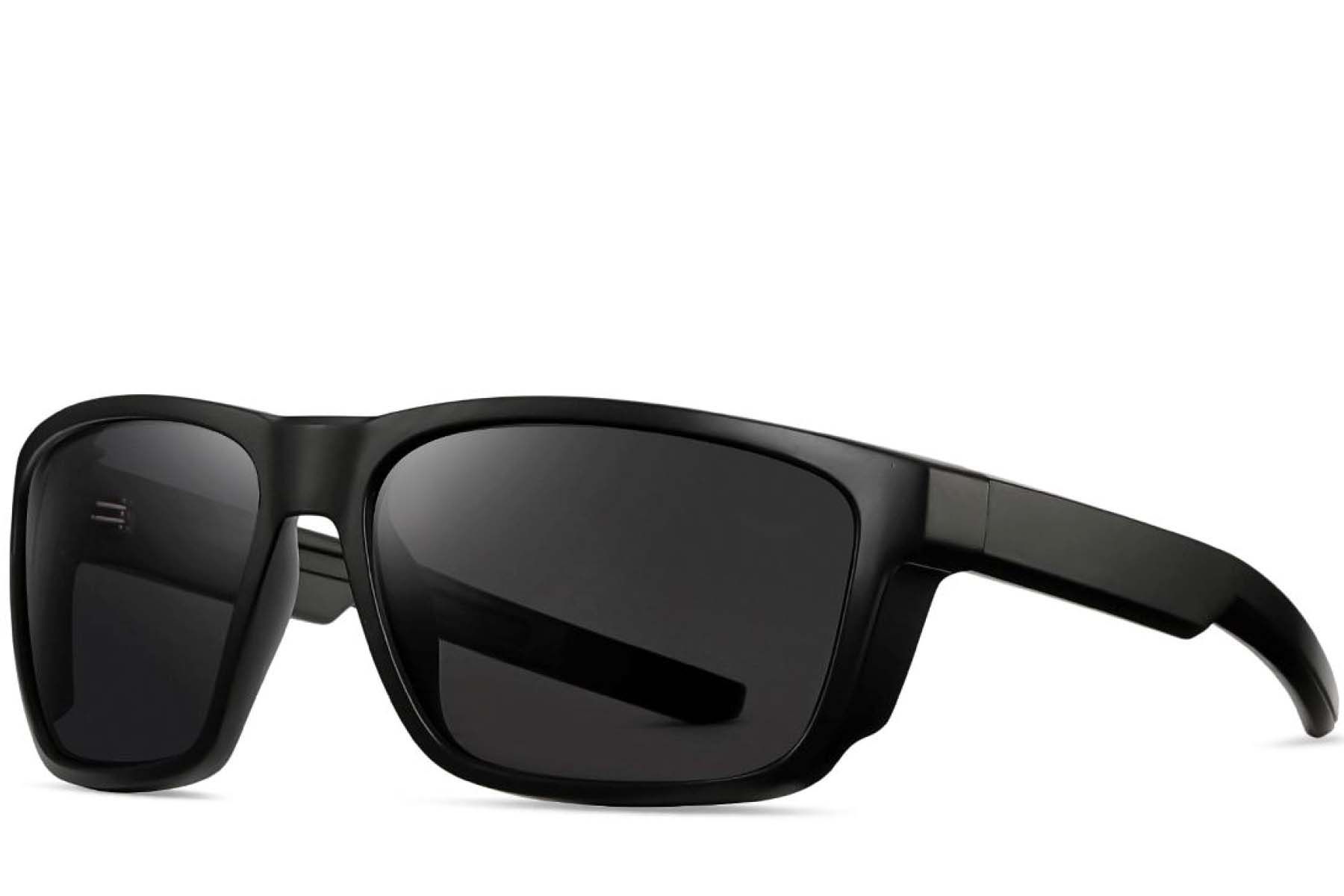Rectangular black plastic polarized sunglasses #BS0205-0030