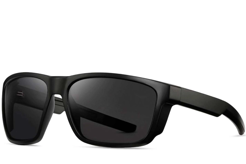 Rectangular Black Plastic Polarized Sunglasses #BS0205-0030