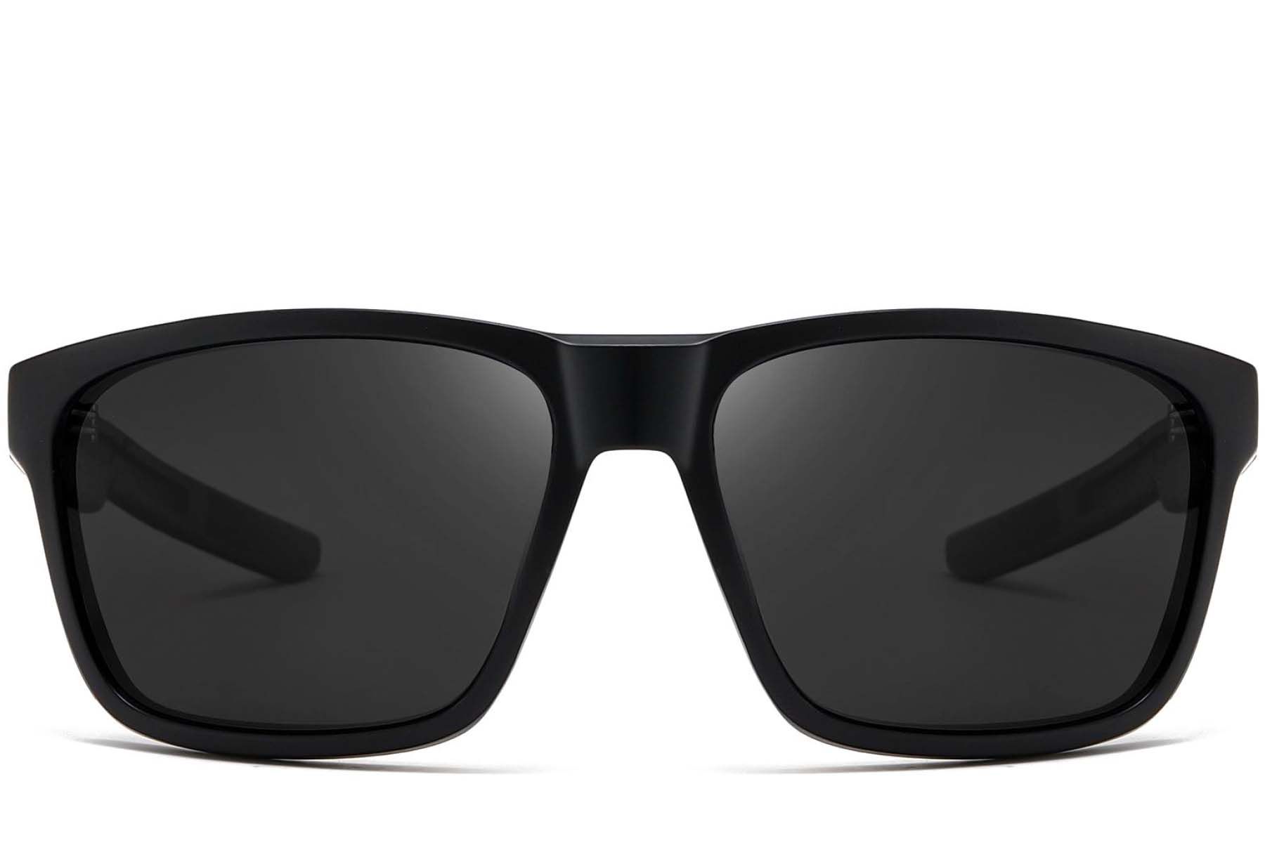 Rectangular black plastic polarized sunglasses #BS0205-0030