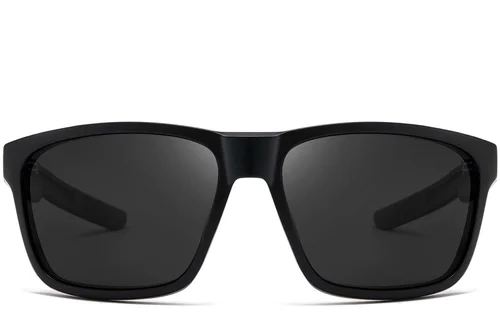 Rectangular black plastic polarized sunglasses #BS0205-0030