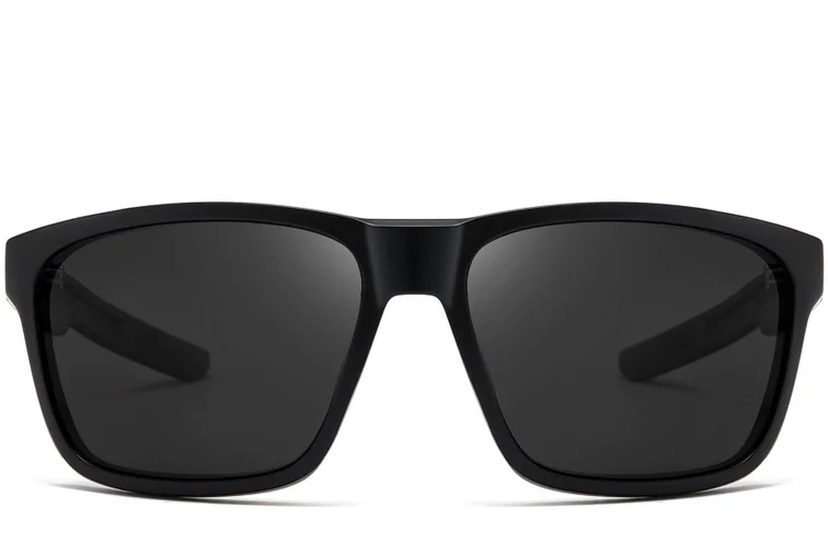 Rectangular black plastic polarized sunglasses #BS0205-0030