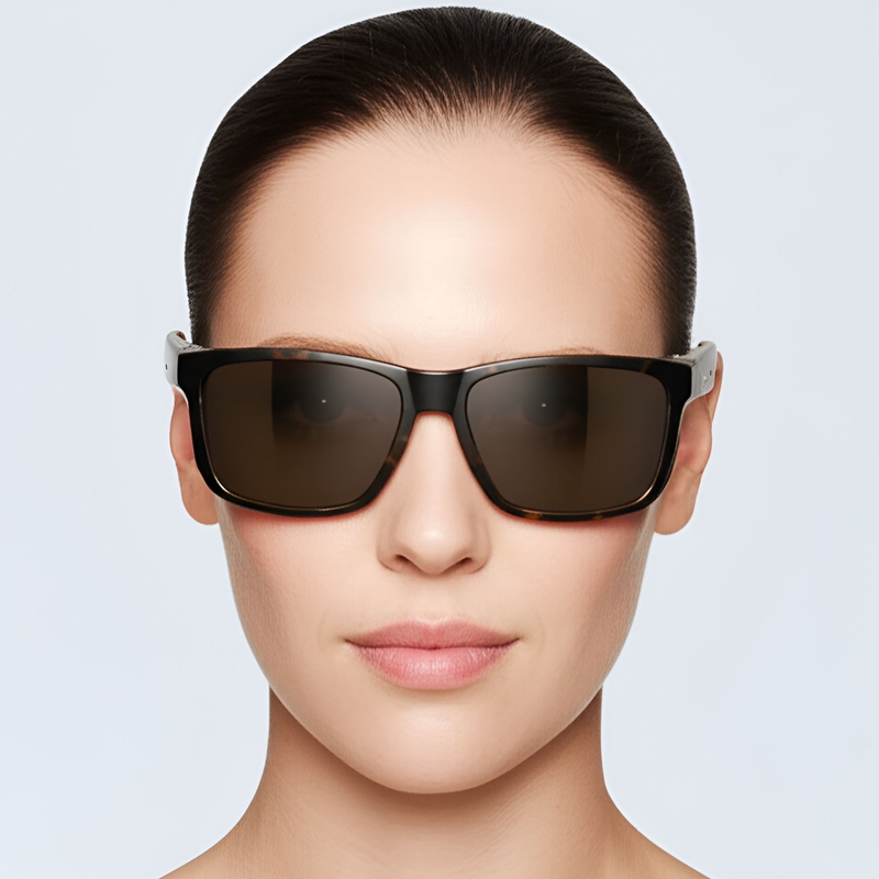 Rechteckige Sonnenbrille aus Kunststoff mit Schildpattmuster #BS0205-0031