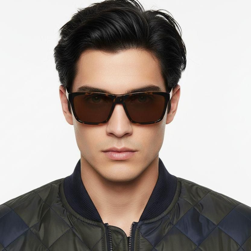 Tortoiseshell Rectangular Polarized Sunglasses #BS0205-0031