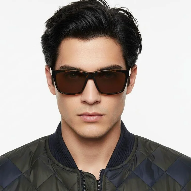 Tortoiseshell Rectangular Polarized Sunglasses #BS0205-0031