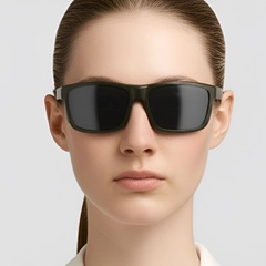 Rectangular Green Plastic Polarized Sunglasses #BS0205-0032