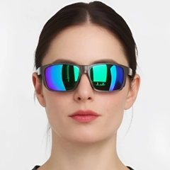 Rectangular Black Plastic Polarized Sunglasses #BS0205-0033