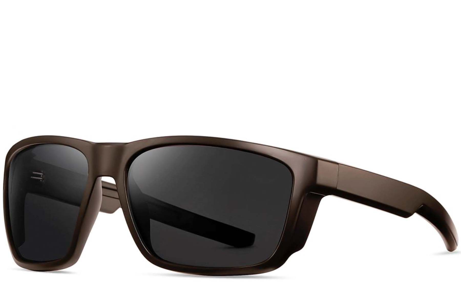 Rectangular brown plastic polarized sunglasses #BS0205-0034