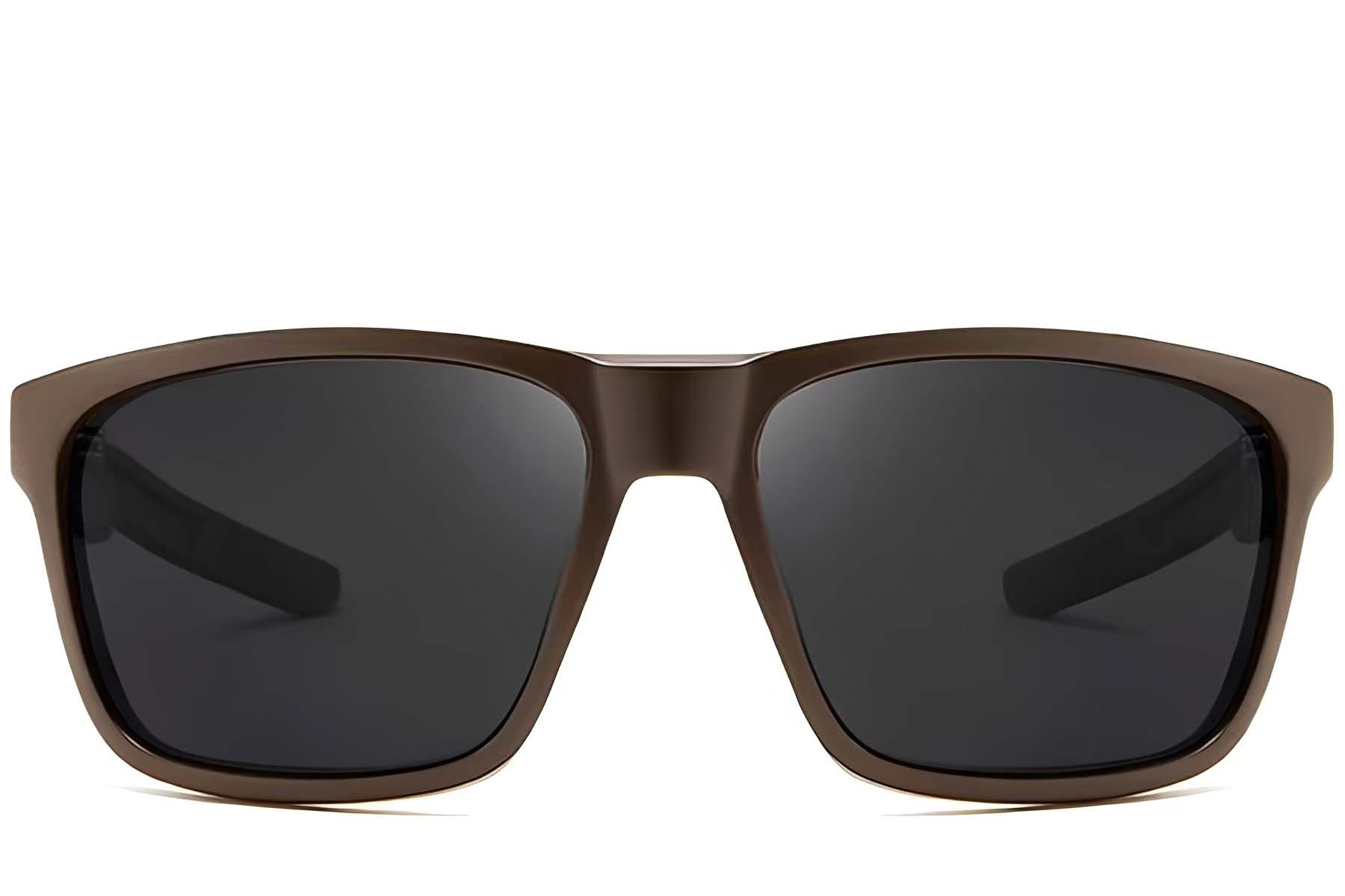 Rectangular brown plastic polarized sunglasses #BS0205-0034