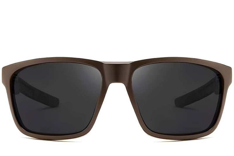 Rechteckige polarisierte Sonnenbrille aus braunem Kunststoff #BS0205-0034