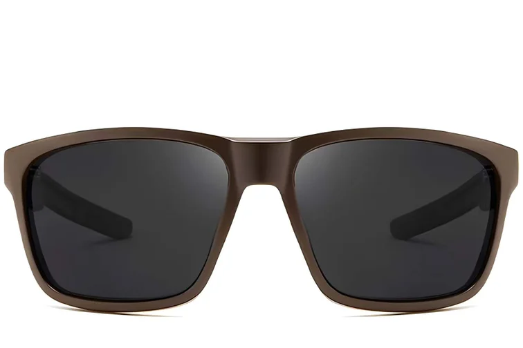 Rectangular brown plastic polarized sunglasses #BS0205-0034