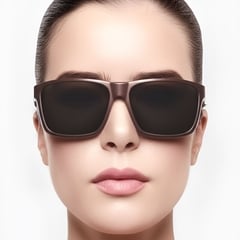 Rectangular Brown Plastic Sunglasses #BS0205-0034