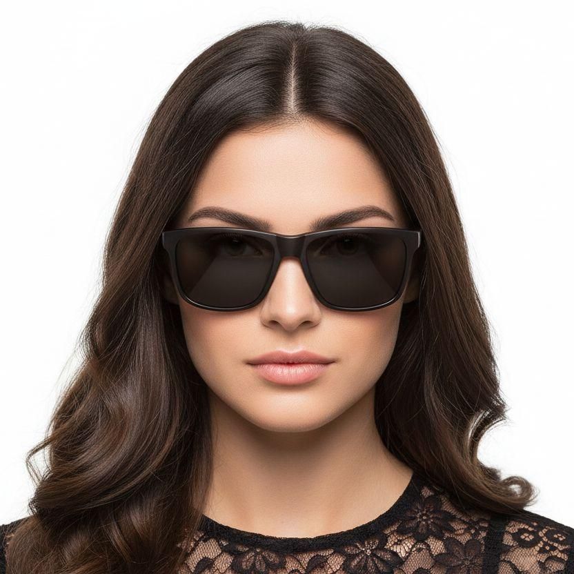 Rectangular brown plastic polarized sunglasses #BS0205-0034