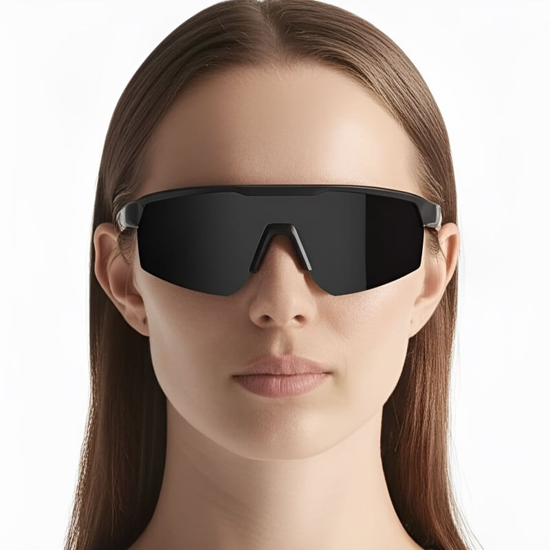 Semi-rimless Black TR90 Polarized Sunglasses #BS0205-0041