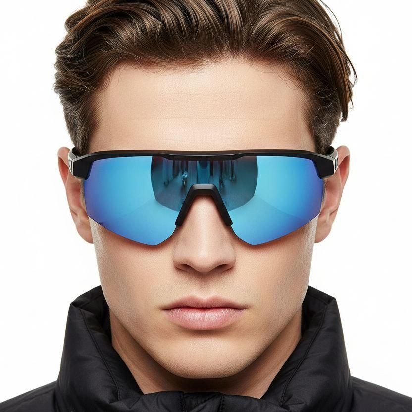 Semi-Rimless Blue TR90 Polarized Sunglasses #BS0205-0042