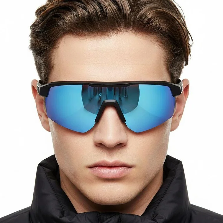 Semi-Rimless Blue TR90 Polarized Sunglasses #BS0205-0042
