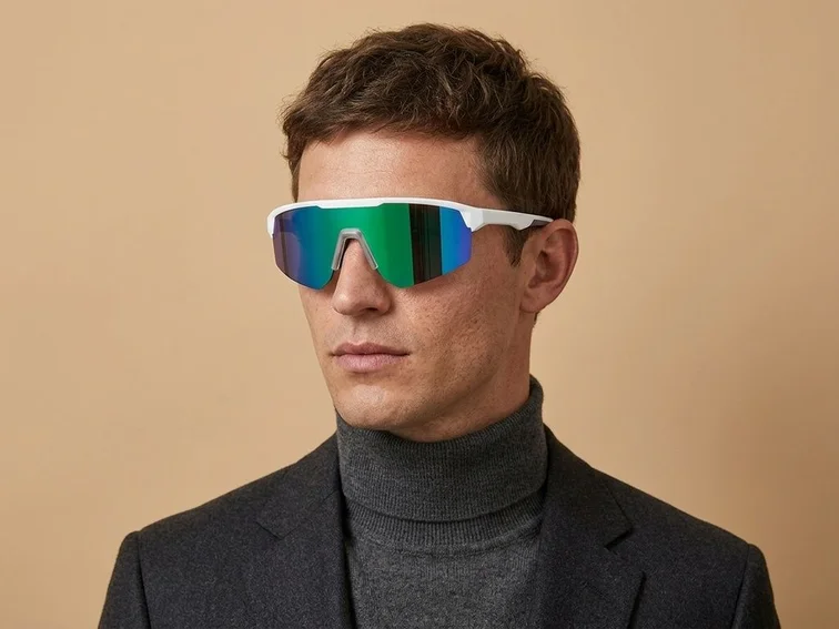 Halbrandlose grüne TR90-Sonnenbrille mit polarisierten Gläsern #BS0205-0046