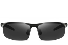 Semi-rimless Black Aluminium Sunglasses #BS0205-0051