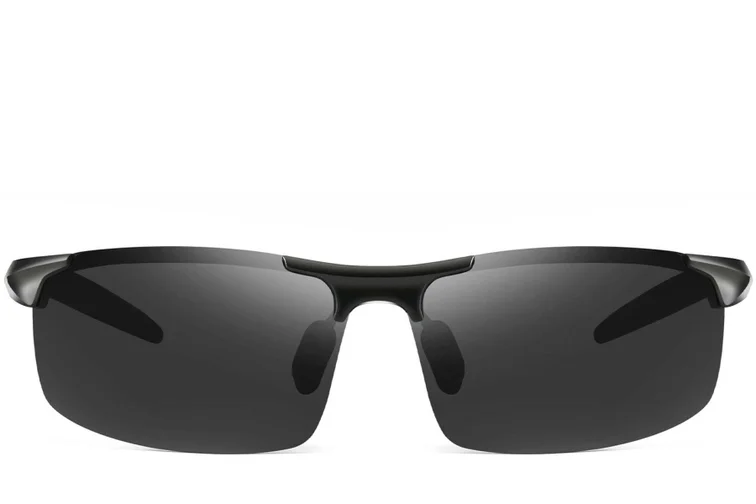Occhiali da sole semi-senza montatura in alluminio nero #BS0205-0051