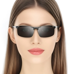 Semi-rimless Black Aluminium Sunglasses #BS0205-0051