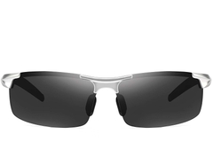 Semi-rimless Silver Aluminium Sunglasses #BS0205-0052