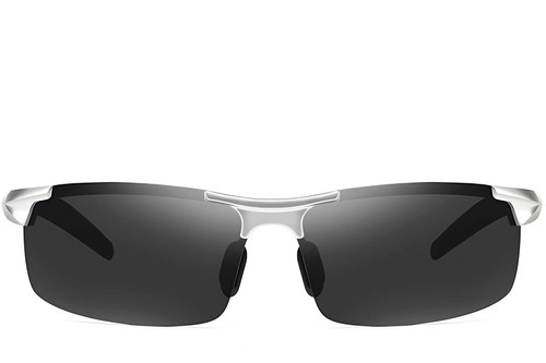 Semi-rimless Silver Aluminium Sunglasses #BS0205-0052