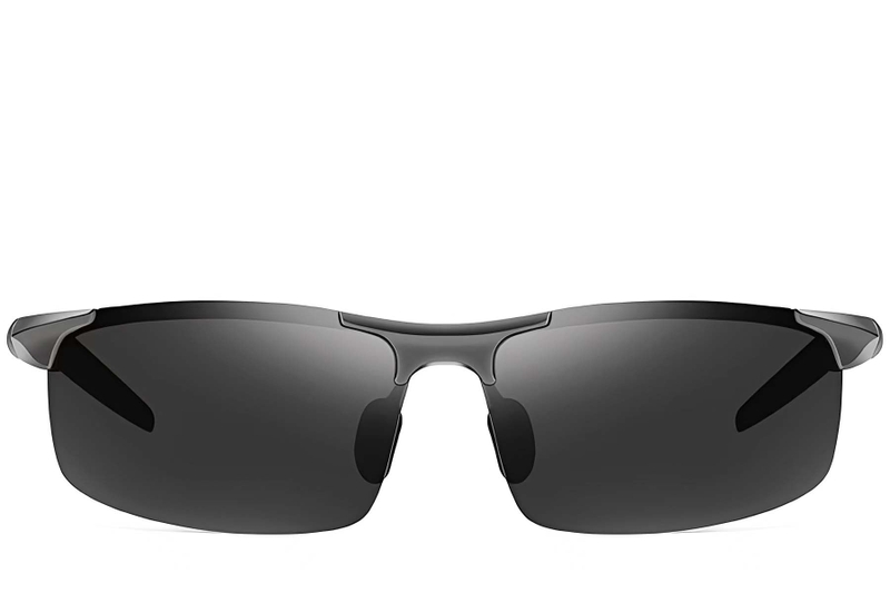 Semi-rimless Grey Aluminium Sunglasses #BS0205-0053