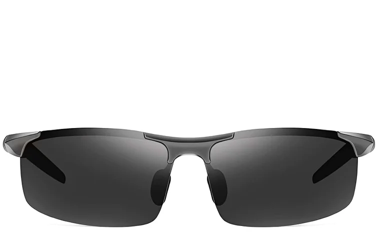 Occhiali da sole semi-senza montatura in alluminio grigio #BS0205-0053