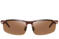Semi-rimless Brown Aluminium Sunglasses #BS0205-0054