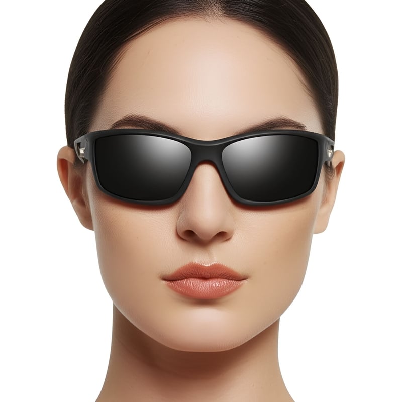 Rechteckige schwarze TR90-Sonnenbrille #BS0205-0055