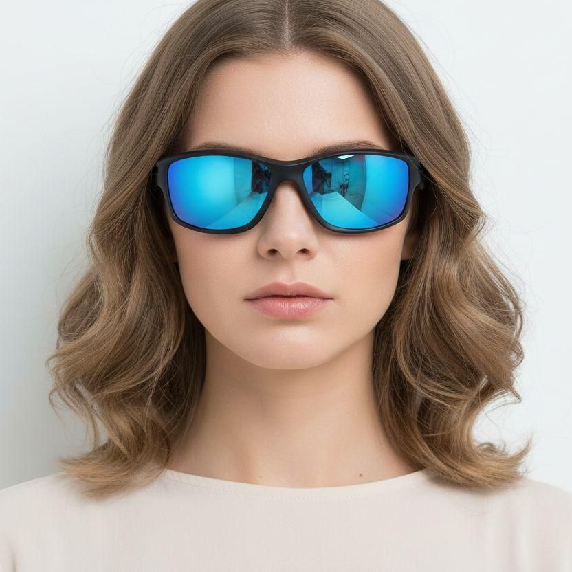 Rectangular Blue TR90 Polarized Sunglasses #BS0205-0057